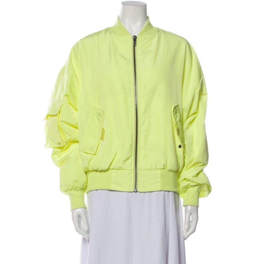 Alo Yoga It Girl Bomber Full Zip Jacket Yellow XS